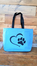 Dog Paw Print Heart polyester tote bag
