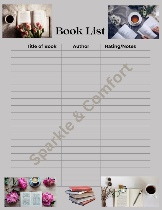 Digital Planner - Printable Book List
