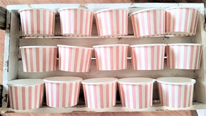 8oz/200ml Pink Striped Paper Cups  (sets of 25 - 500)