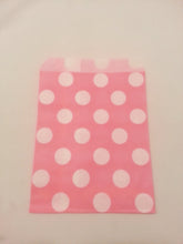 25 Neon pink polka dot paper bags