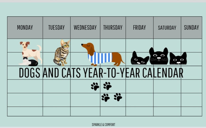 Digital Planner - Dogs and Cats 12 Month Calendar and Notes