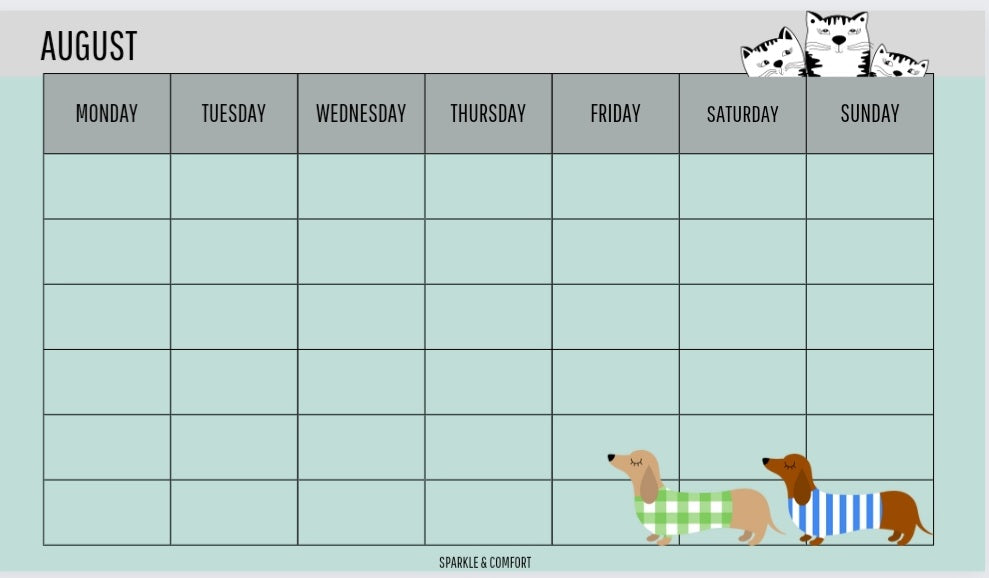 Cat Monthly Planner, Cat Weekly Planner, Digital Planner