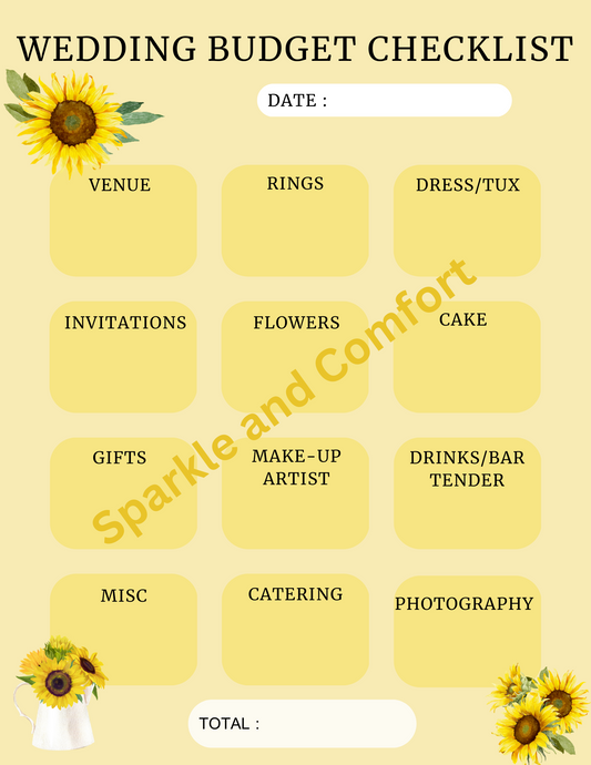 Digital Planner - Wedding Budget Checklist - Sunflowers