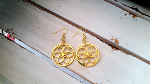 Celtic circle seed of life earrings - gold